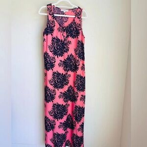 Floral Pink and Black Maxi Dress